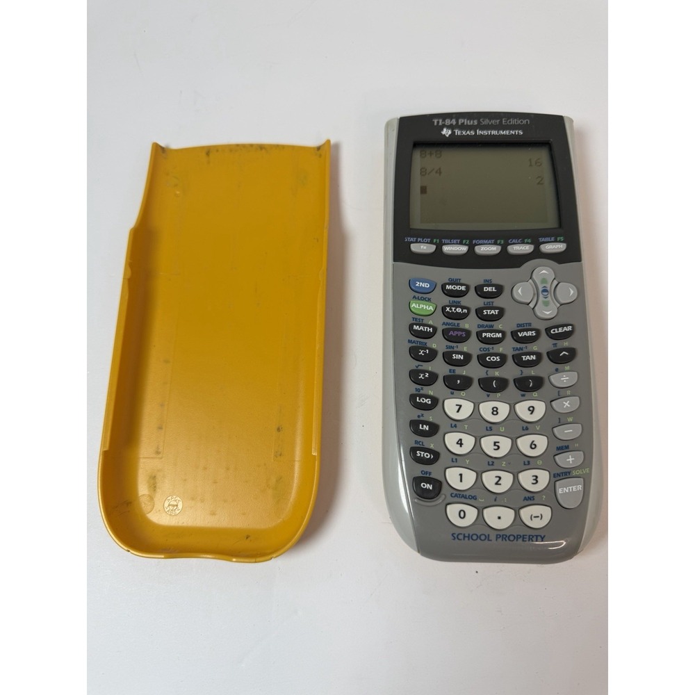 TI-84 Plus Silver Edition Graphing Calculator With Yellow Cover Tested & Working
